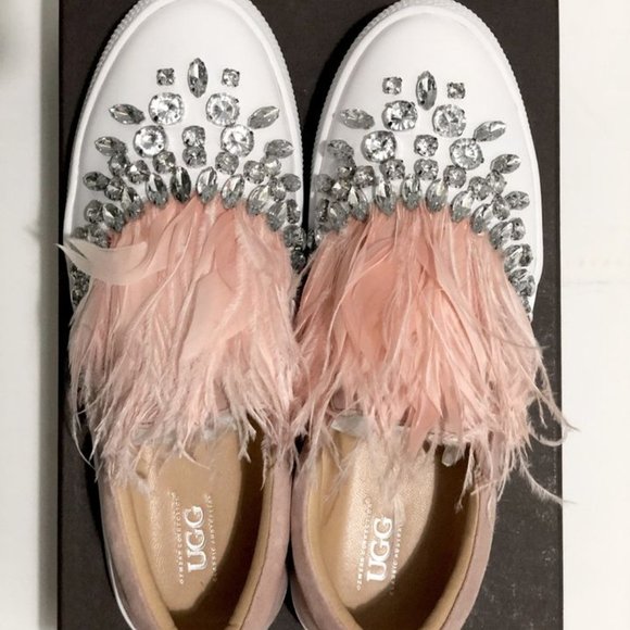 OZWEAR UGG RAE FEATHER SLIP-ON PINK & WHITE - Picture 5 of 14